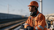 © AnastasiiaRozhmanova - Industrial technician evaluating the acoustic performance of noise barriers along high speed railways, transportation noise control, railway engineering, acoustic measurement,