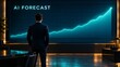 © Harry - Businessman standing in front of large digital screen displaying artificial intelligence forecast and rising growth graph