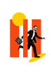 © deagreez - Vertical photo collage of serious businessman run work occupation late job executive carry briefcase boss isolated on painted background