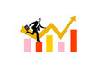 © deagreez - Composite trend artwork sketch photo collage of platform arrow up graphics miniature guy hiring success run stats success growth income