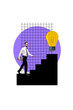 © deagreez - Composite trend artwork 3D sketch image collage of young guy businessman walk ladder career promotion idea lamp bulb creative innovation