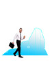 © deagreez - Photo vertical image collage of happy man walk graph cyber interface graph development carry briefcase coffee cup success growth