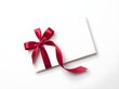 © Icon Master  - White Gift Card with Red Bow, Elegant Present Concept, Blank Card for Special Occasions