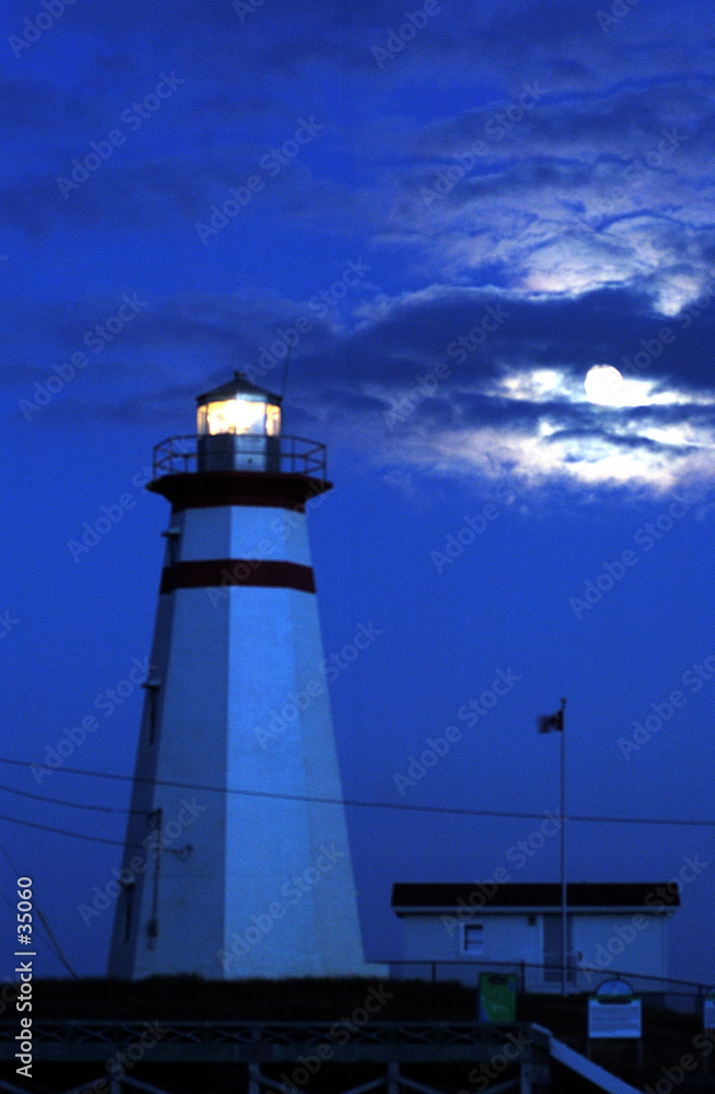 cape ray lighthouse by moonlight