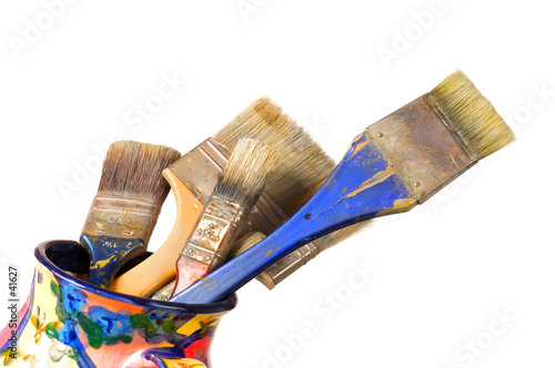 bowl of artist brushes