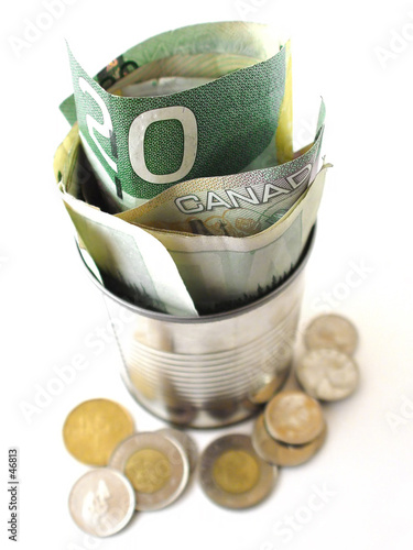 canadian money in a tin can