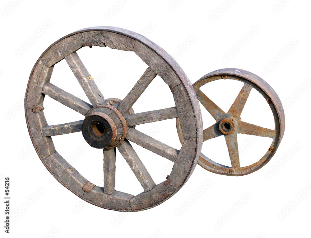 wheels of telega on white