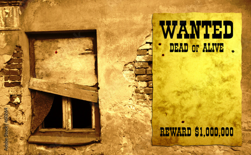 wild west scene - stylized poster on the old wall