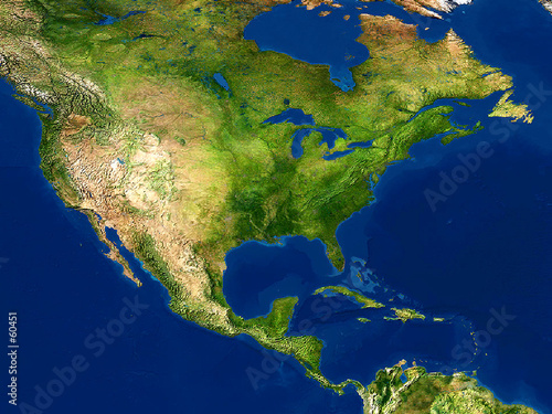 real looking earth map, north america #60451