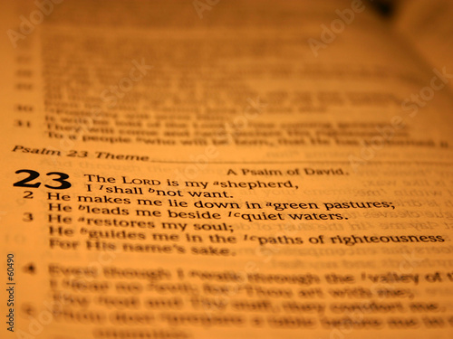 open bible, 23 psalm in focus