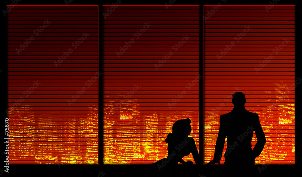 a couple looking through the window