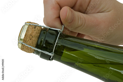 opening a bottle of champagne.