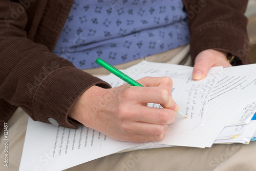 woman grading papers