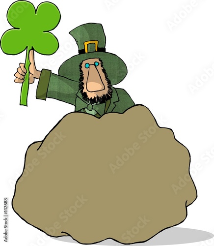 leprechaun behind a blarney stone