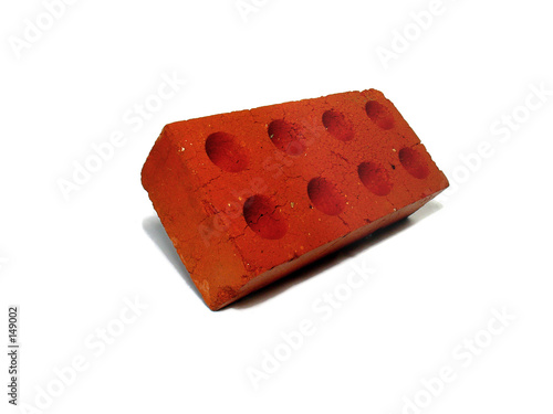 one red brick on a white background photo