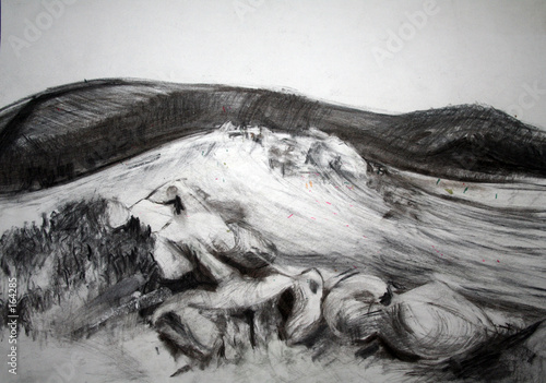 charcoal landscape drawing