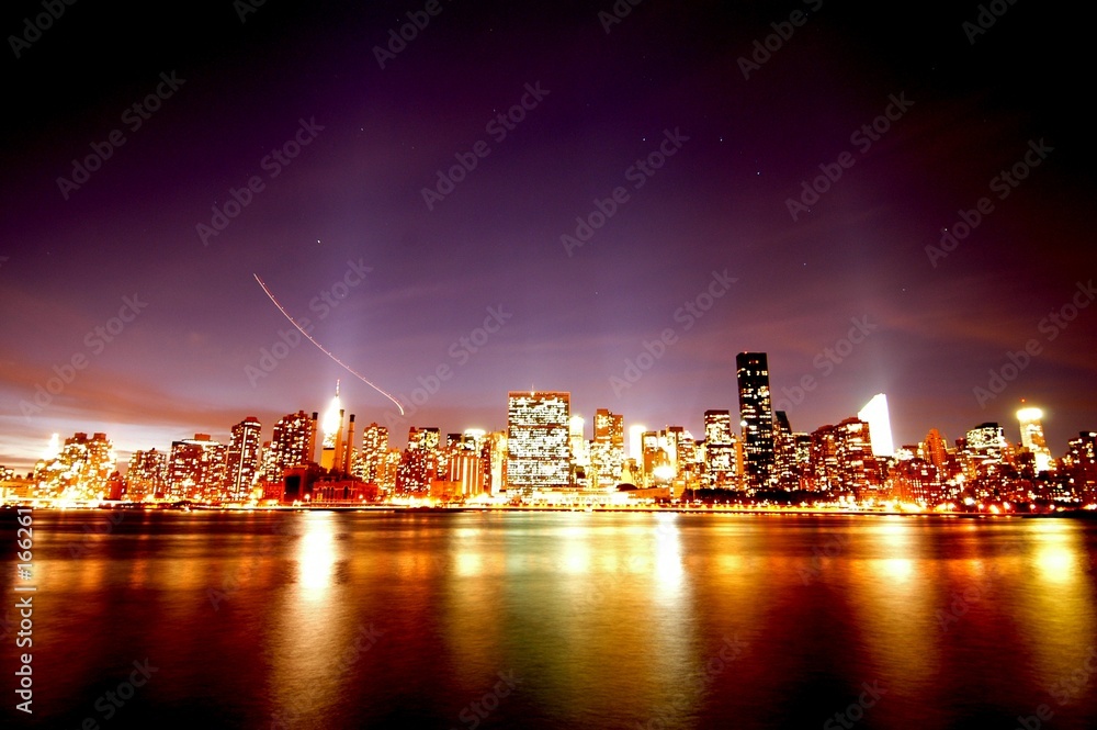 manhattan night skyline, new york city
