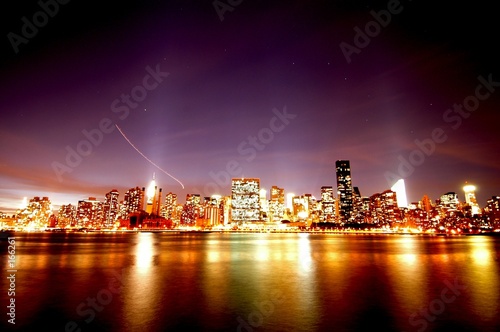 manhattan night skyline, new york city