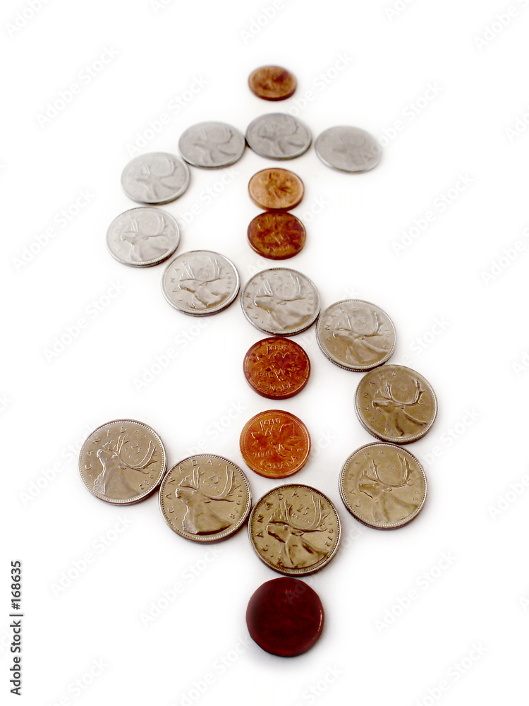 coins in form of dollar sign coins in form of dollar sign