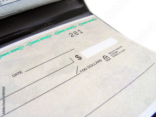 closeup of checkbook