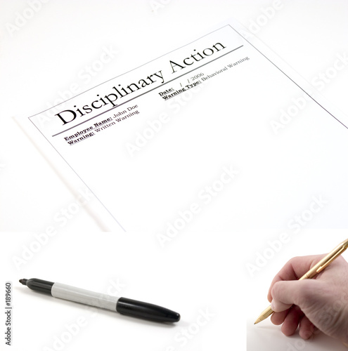 disciplinary action- (marker and hand with pen included to be pa