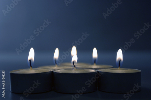 candles on blue