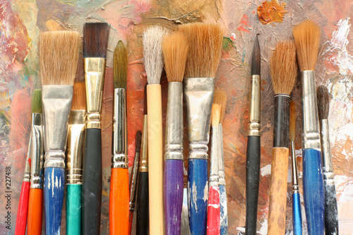 art paint brushes & palette Fototapet