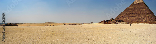 pyramid and desert panorama photo