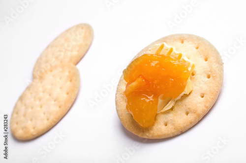 crackers with butter and jam
