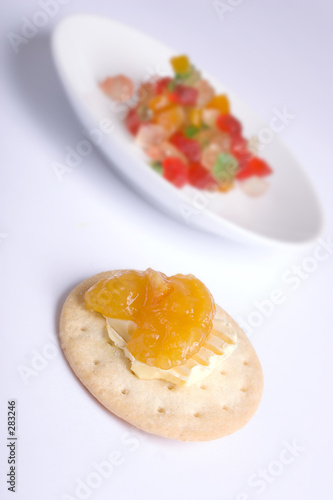 crackers with butter and jam