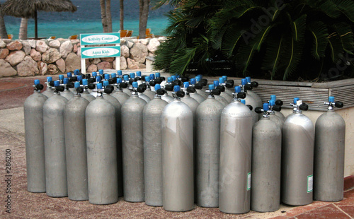 scuba tanks at a resort