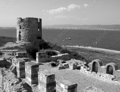 nessebar tower with wall photo