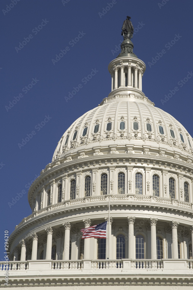 u.s. capitol dome and flag