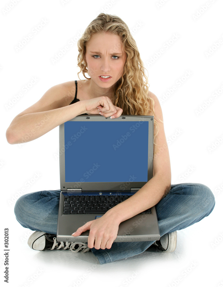 Naklejka premium angry with laptop