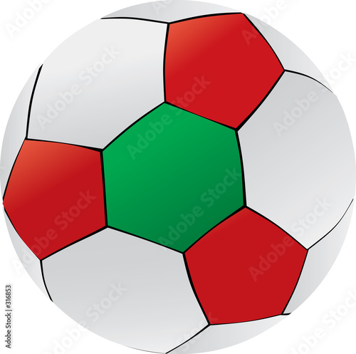 soccer ball illustration  green  red  white