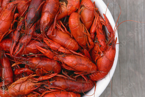 bowl of fresh boiled crawfish from above
