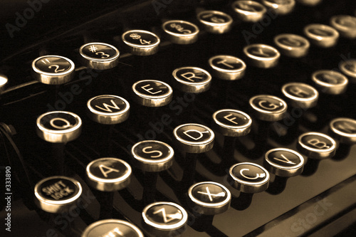 typewriter keys in sepia