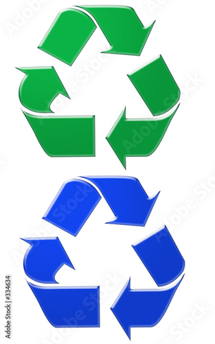 recycle symbols green and blue