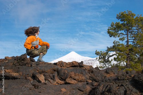 woman at teide volcano