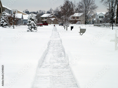 snow plowed sidewalk
