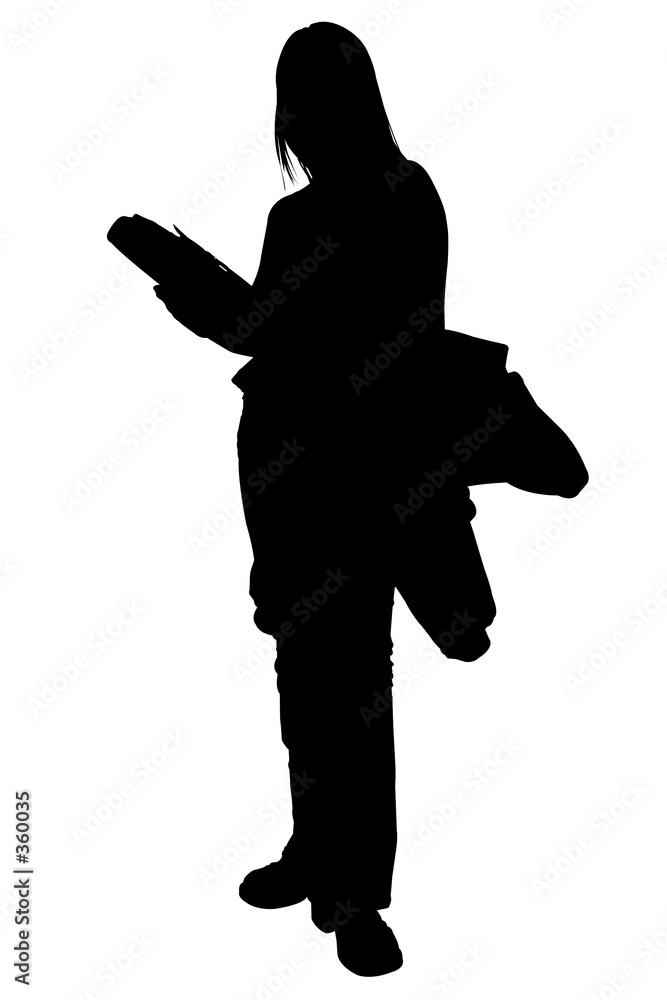 silhouette with clipping path of student with book silhouette with clipping path of student with book