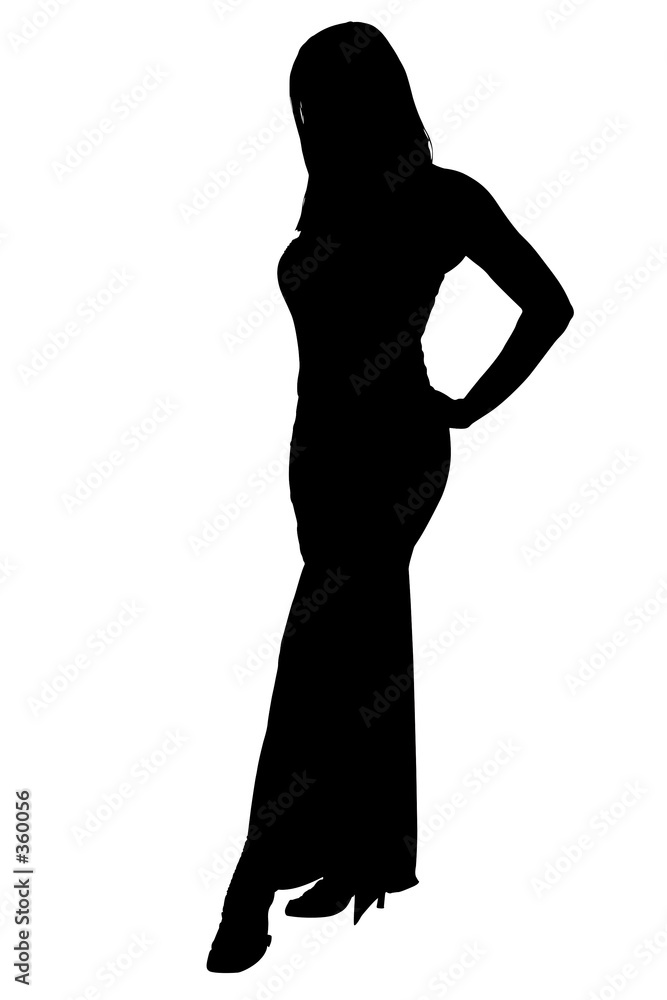 silhouette with clipping path of woman in formal d