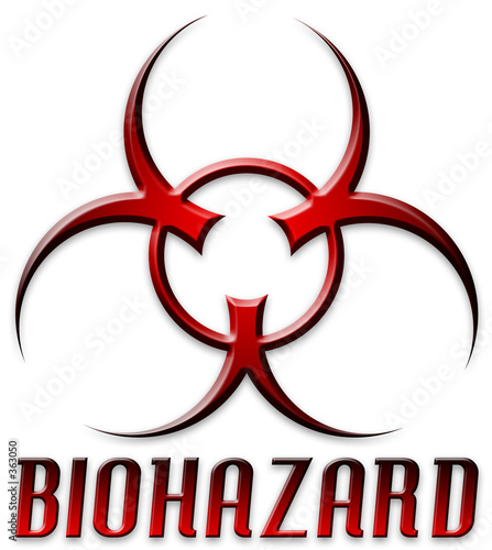 beveled red biohazard logo photo