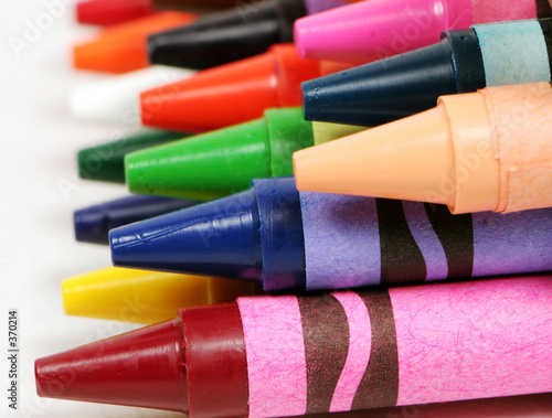 macro profile shot of colorful crayons