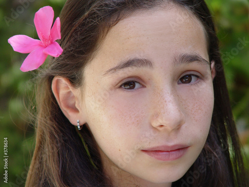 girl next door with a flower