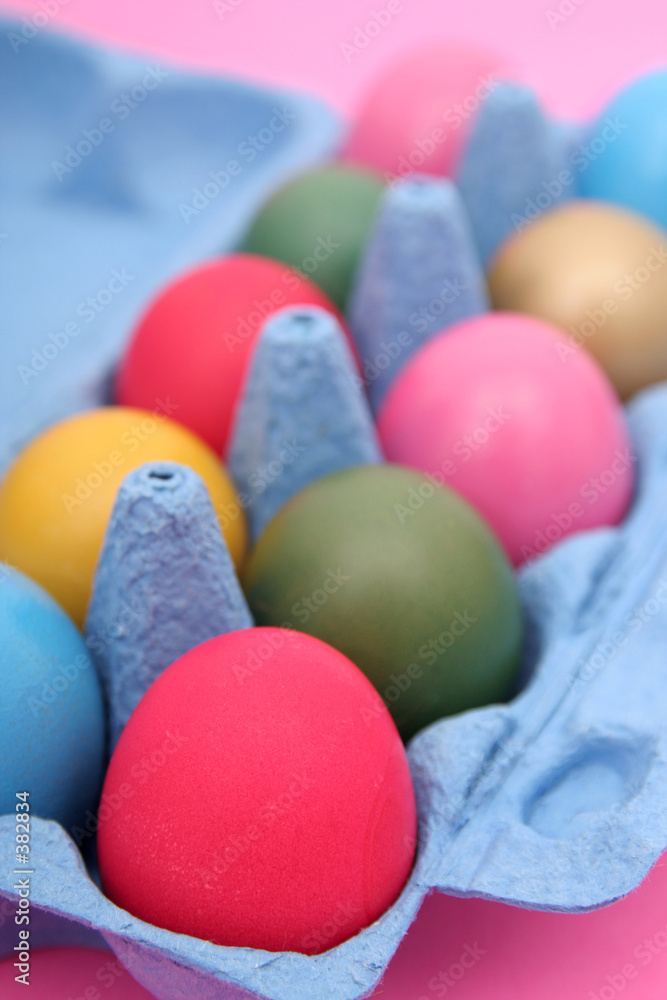 colorful easter eggs in carton