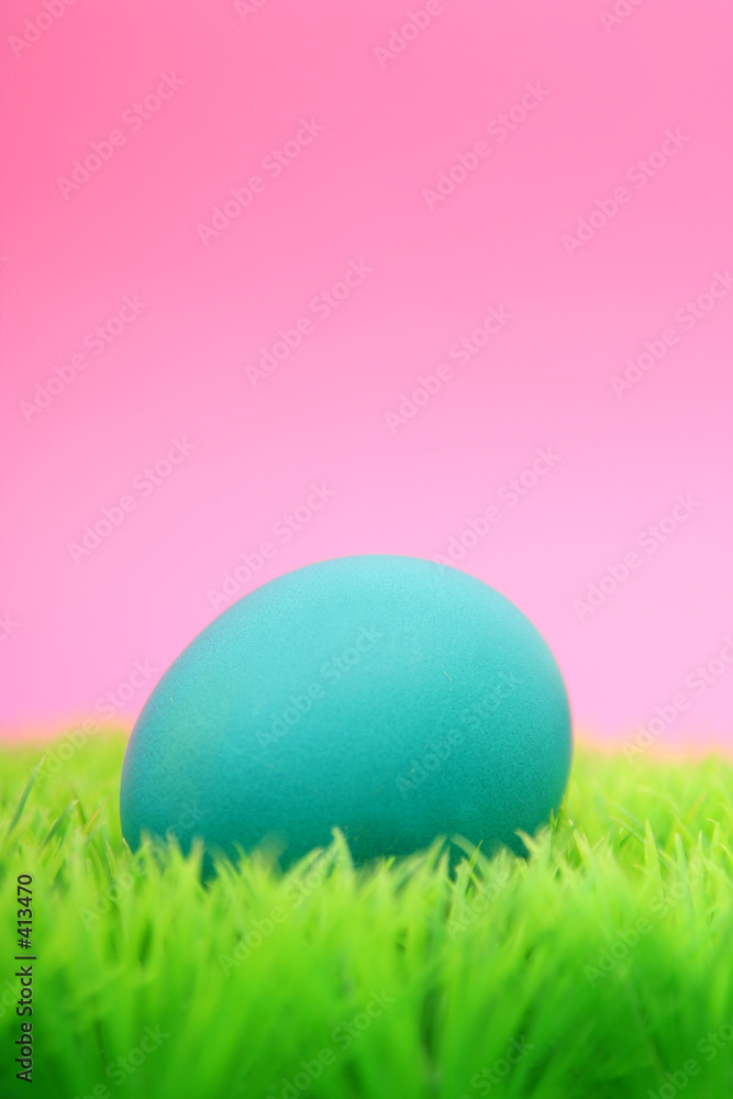 blue easter egg on grass