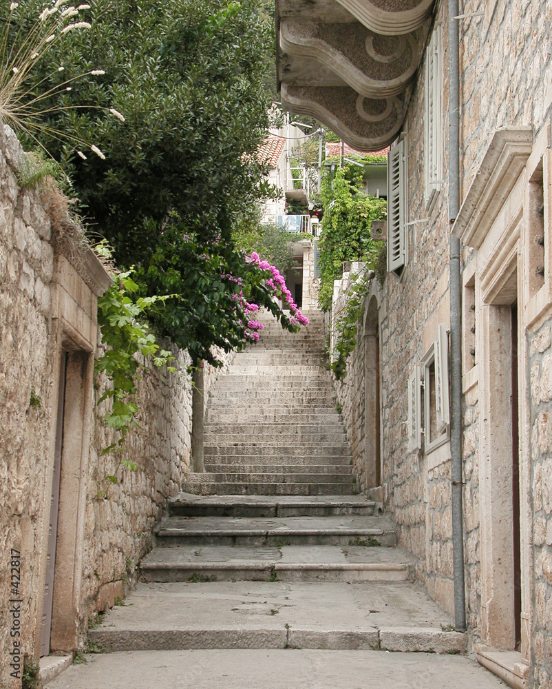 view of a narrow alley in split, croatia