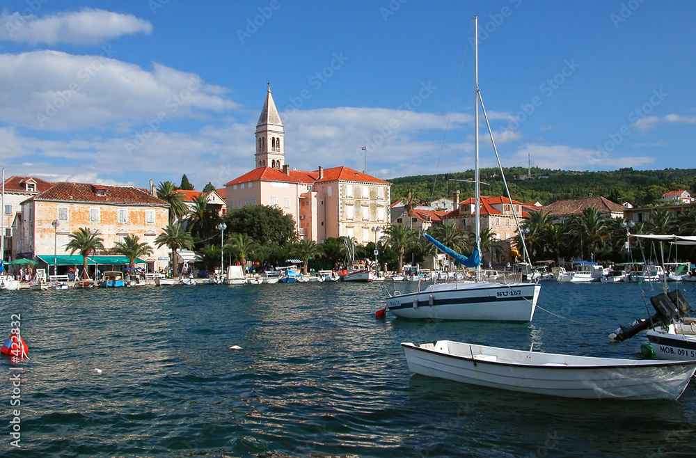 boats and a fishing village in croatia