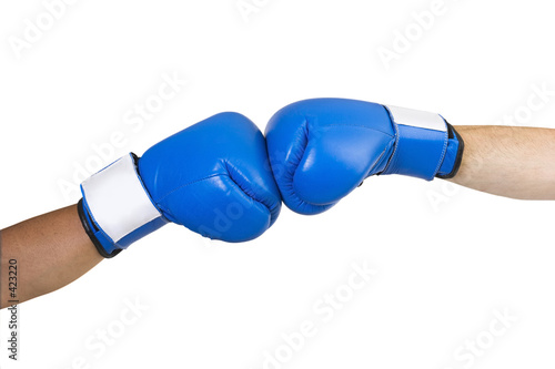 blue boxing gloves head on